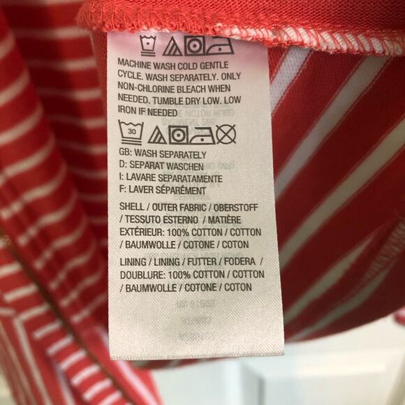 C Wonder Women's Size 6 Coral Stripe Zip Front 3/4 Sleeve Cotton Knit Jacket - Picture 6 of 8